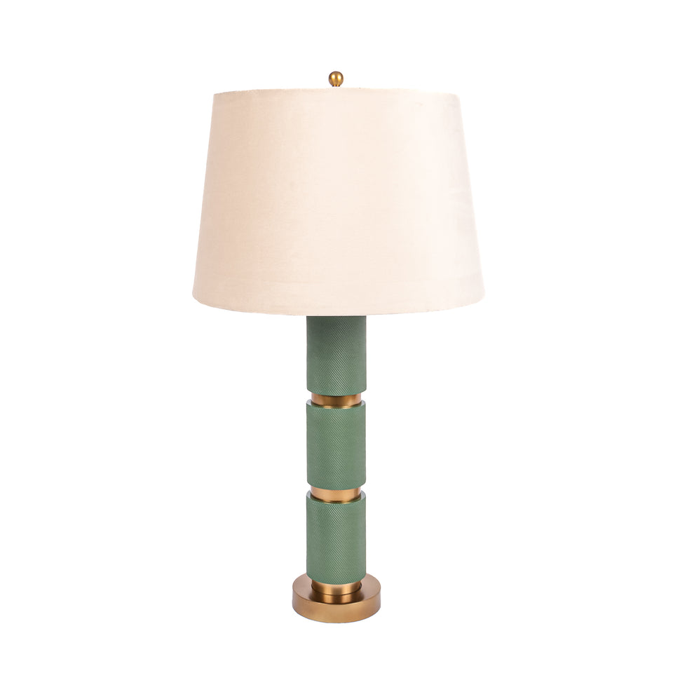 Textured Metal 3 Tiered Cylinder Table Lamp in Jade Green