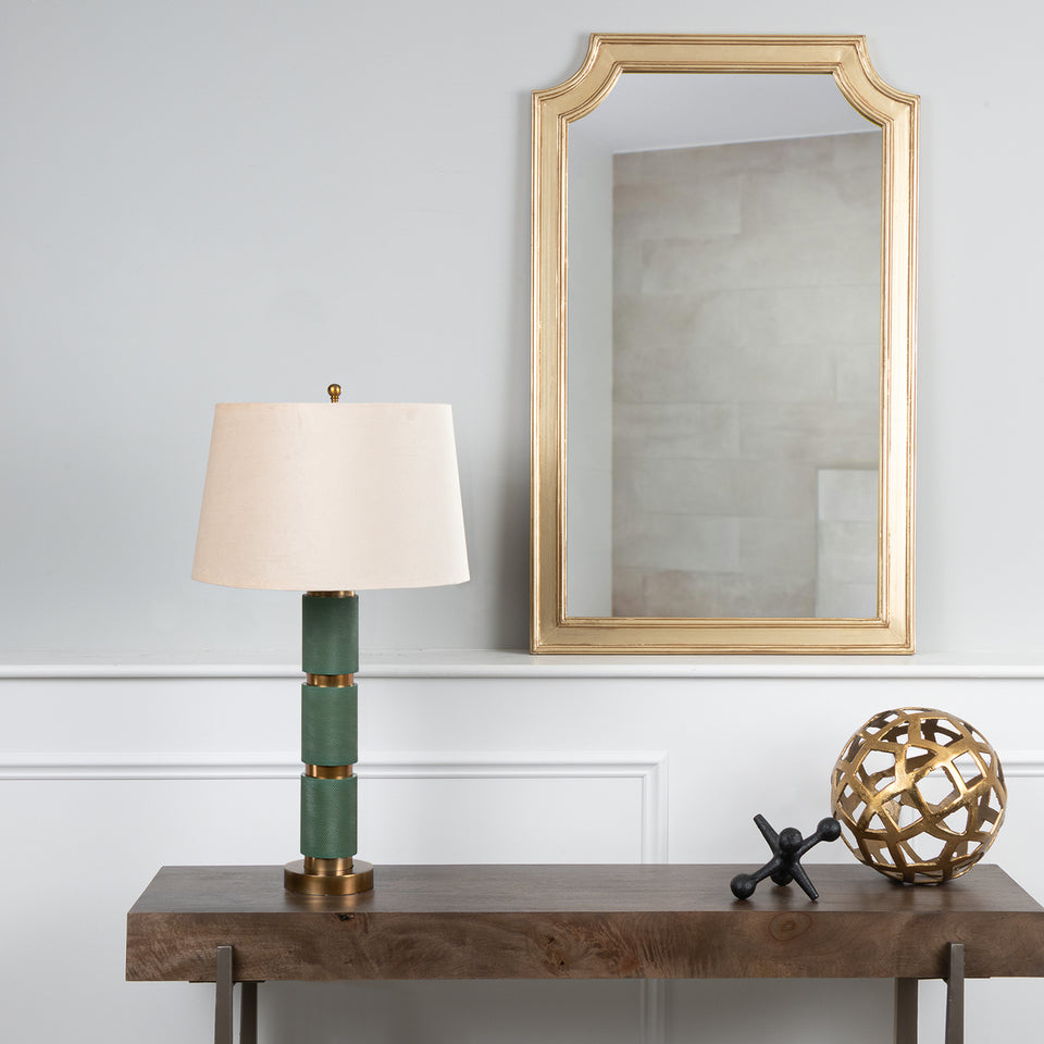 Textured Metal 3 Tiered Cylinder Table Lamp in Jade Green
