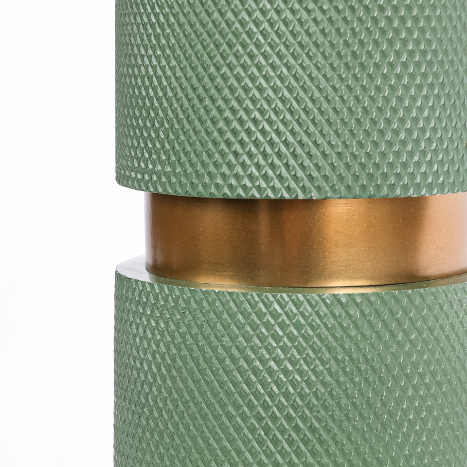 Textured Metal 3 Tiered Cylinder Table Lamp in Jade Green