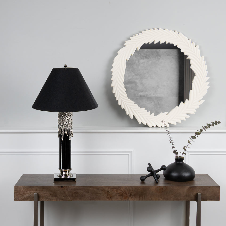 Melted Candle Cylinder Base Table Lamp in Silver