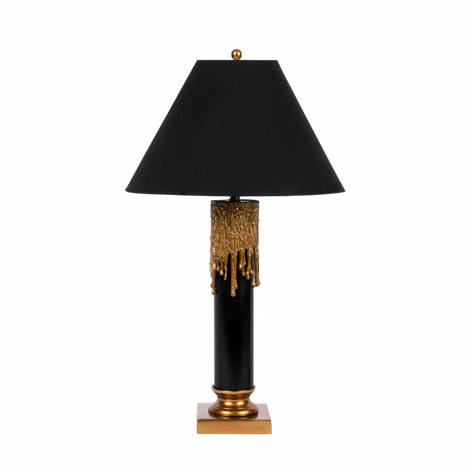 Melted Candle Cylinder Base Table Lamp in Brass