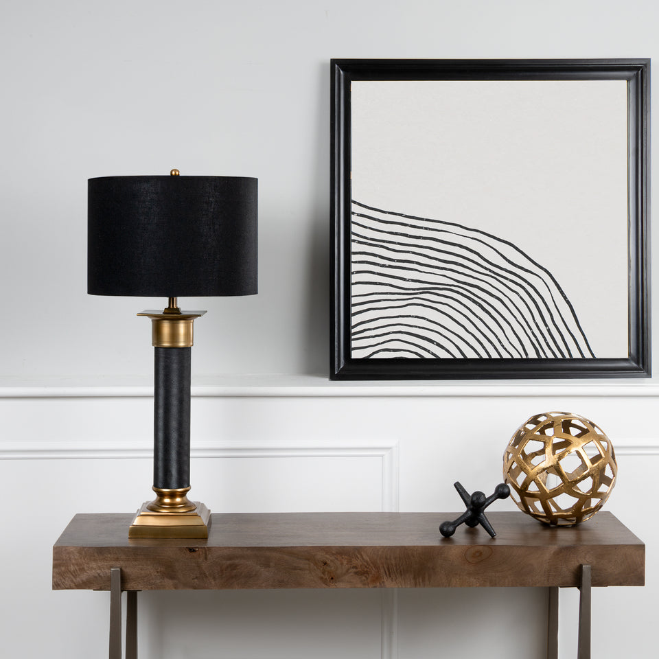 Baron Regal Textured Metal Column Lamp in Black
