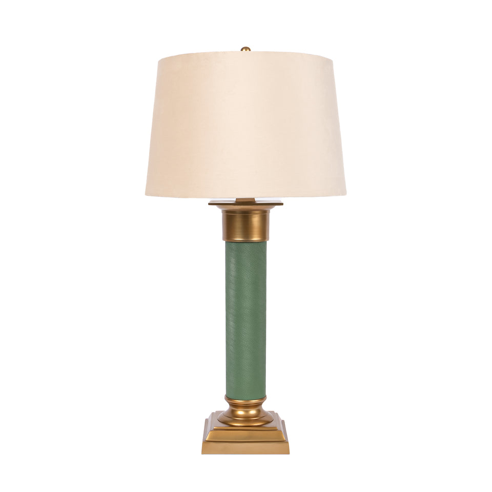 Baron Regal Textured Metal Column Lamp in Jade Green