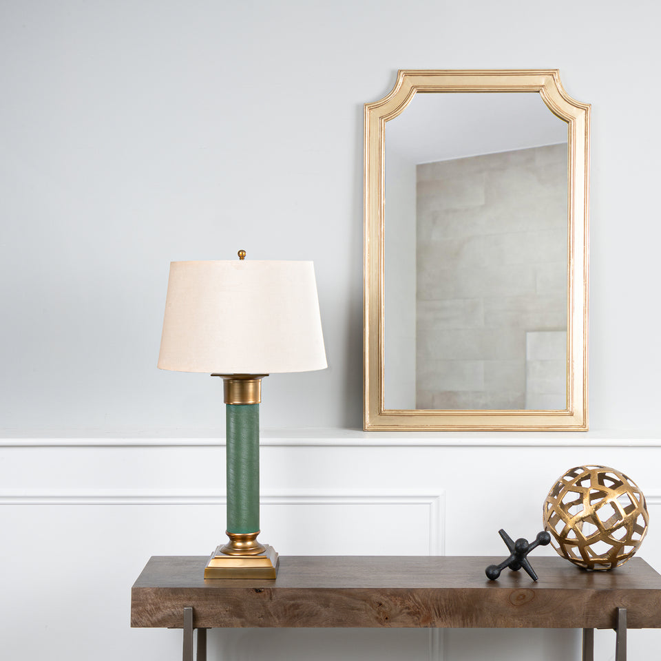 Baron Regal Textured Metal Column Lamp in Jade Green
