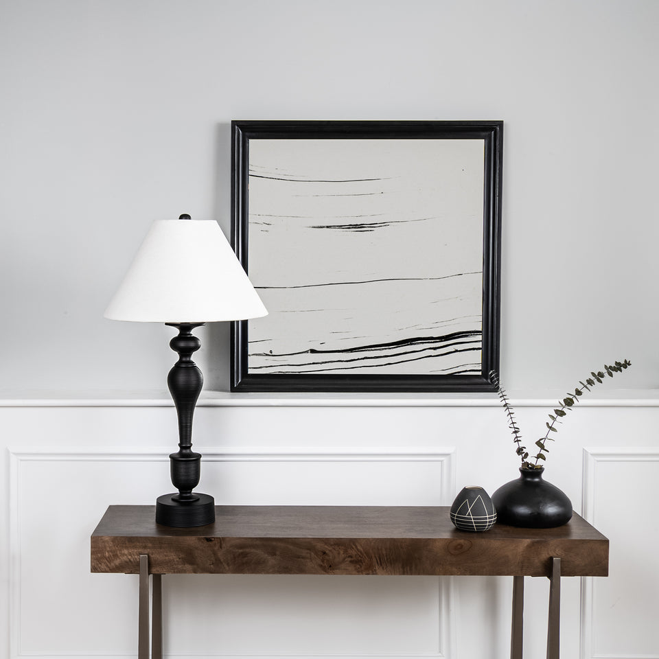 Obsidian Elegance Tall Metal Table Lamp