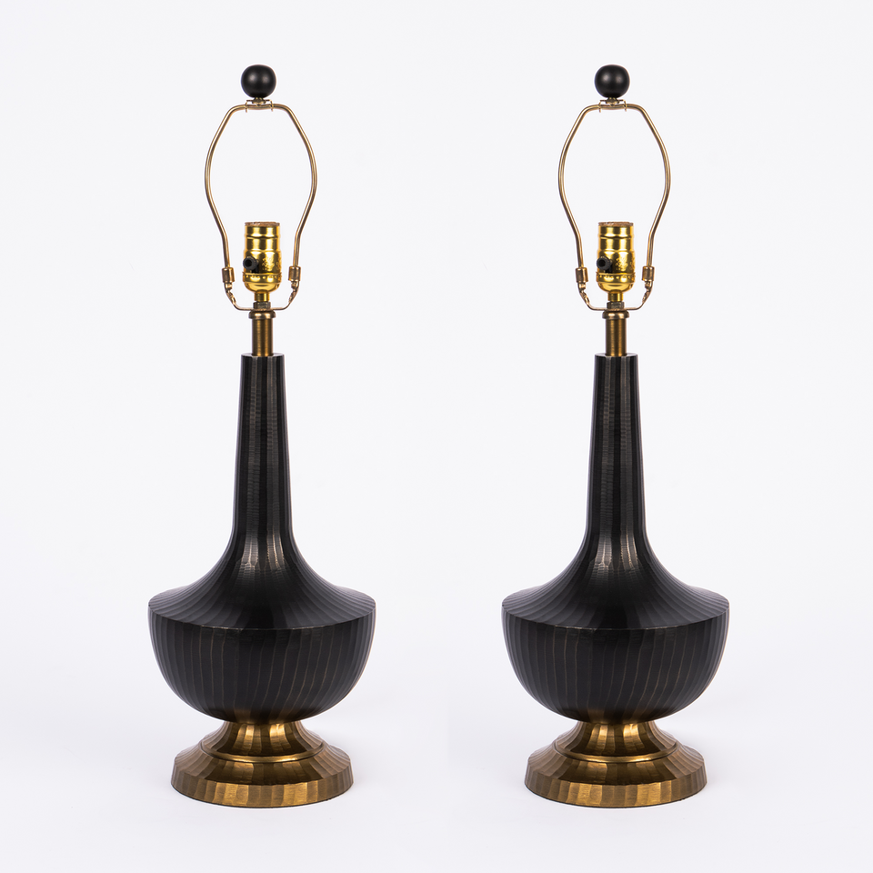 Antique Essence Bottle Black and Bronze Metal Table Lamp