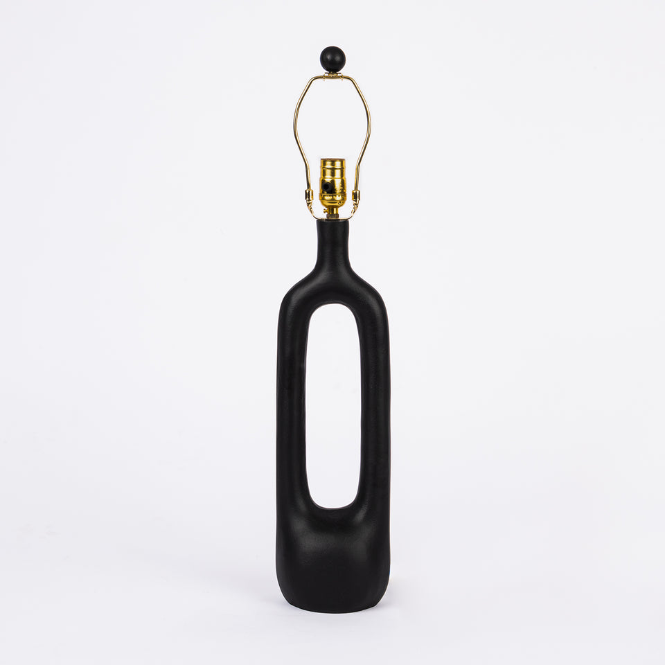 Abstract Oval-O Matte Black Metal Table Lamp