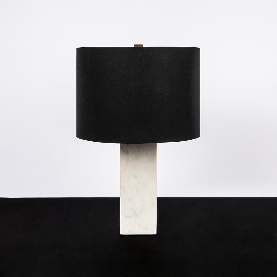 Cuboid White Marble Base Table Lamp