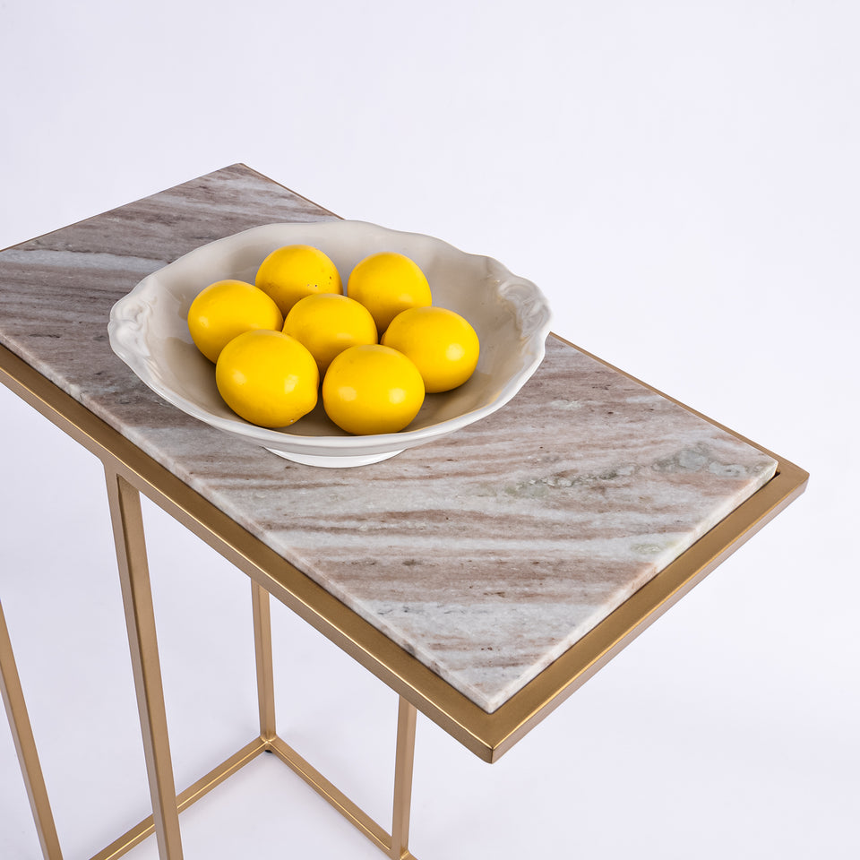 Rectangular C Table Gold Base