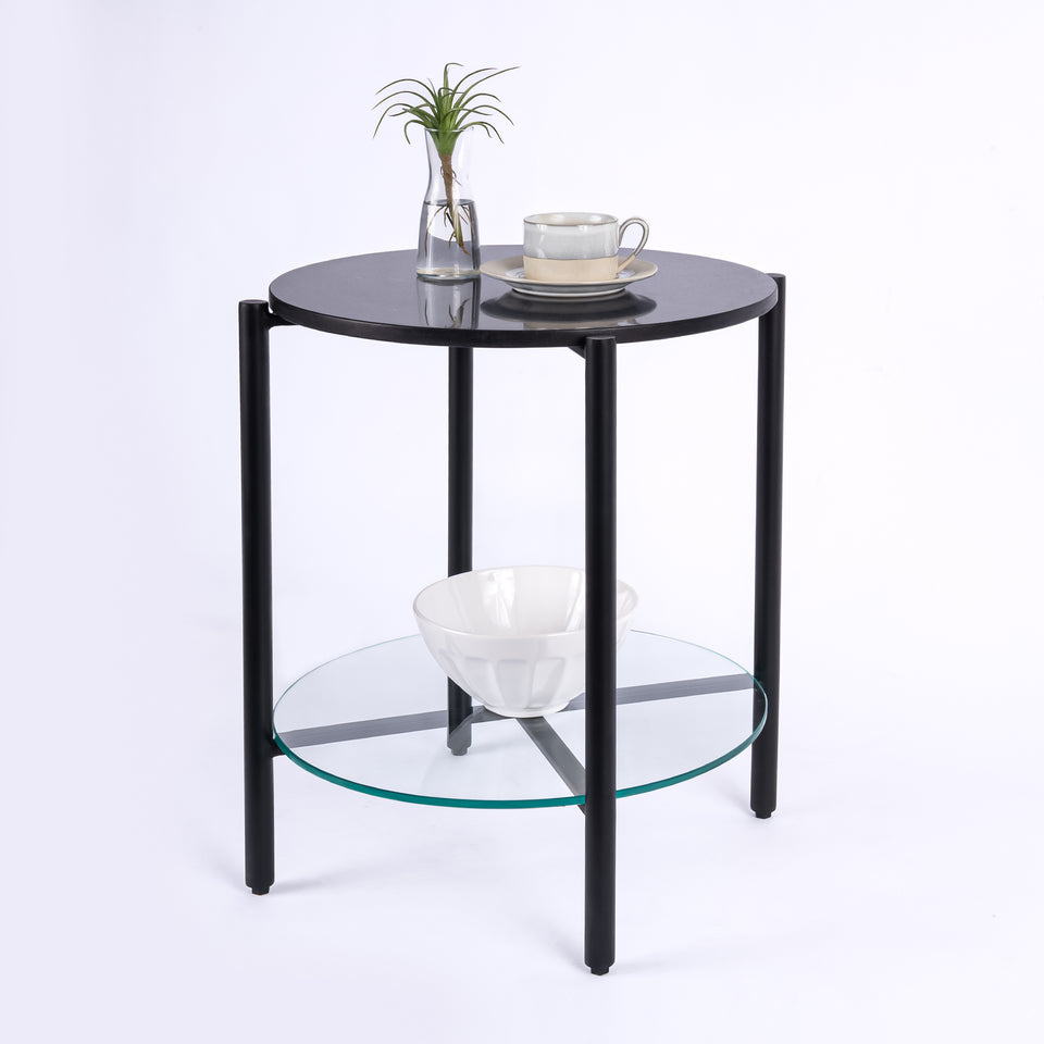 Transitional Black Base Round 2 Tier Table