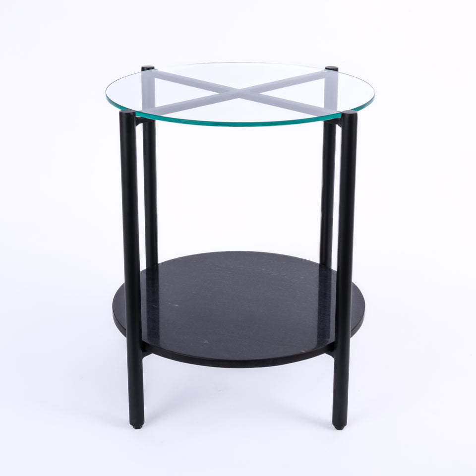 Transitional Black Base Round 2 Tier Table