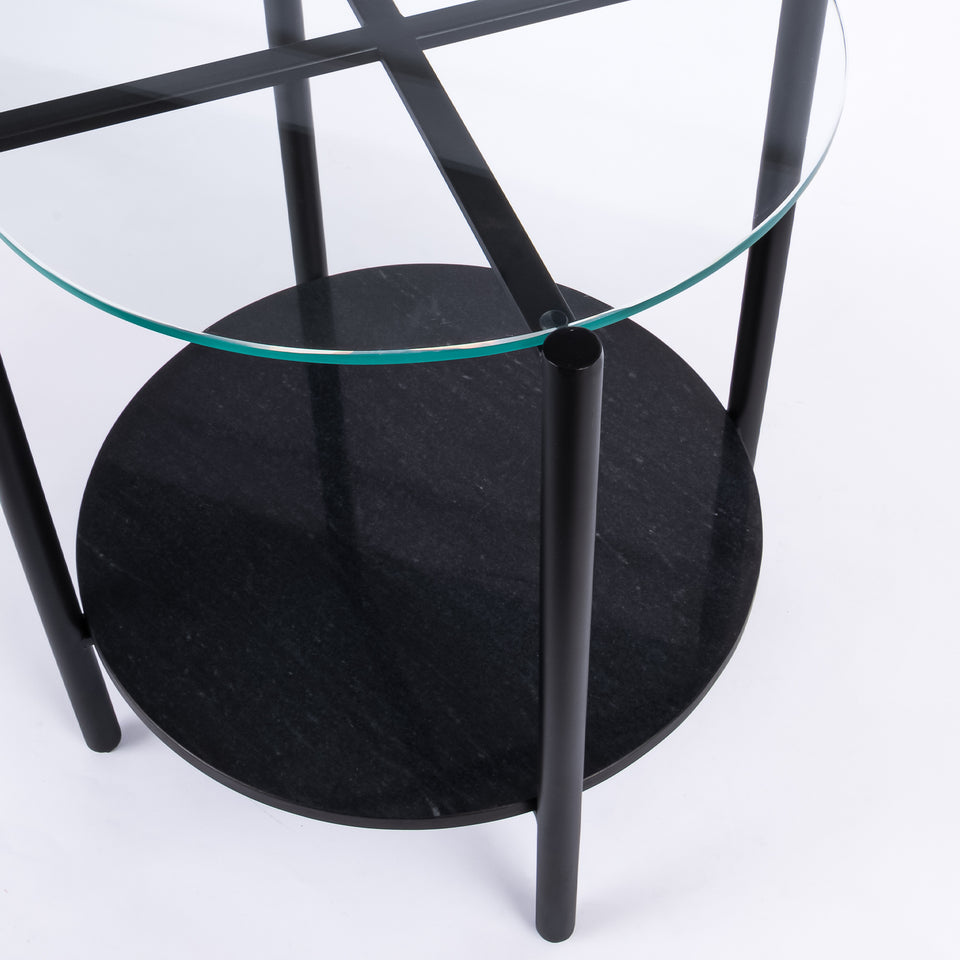 Transitional Black Base Round 2 Tier Table