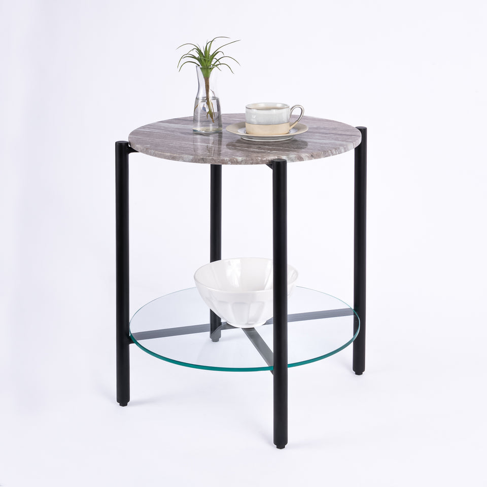 Transitional Black Base Round 2 Tier Table