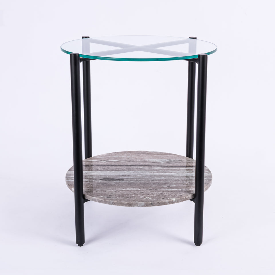 Transitional Black Base Round 2 Tier Table