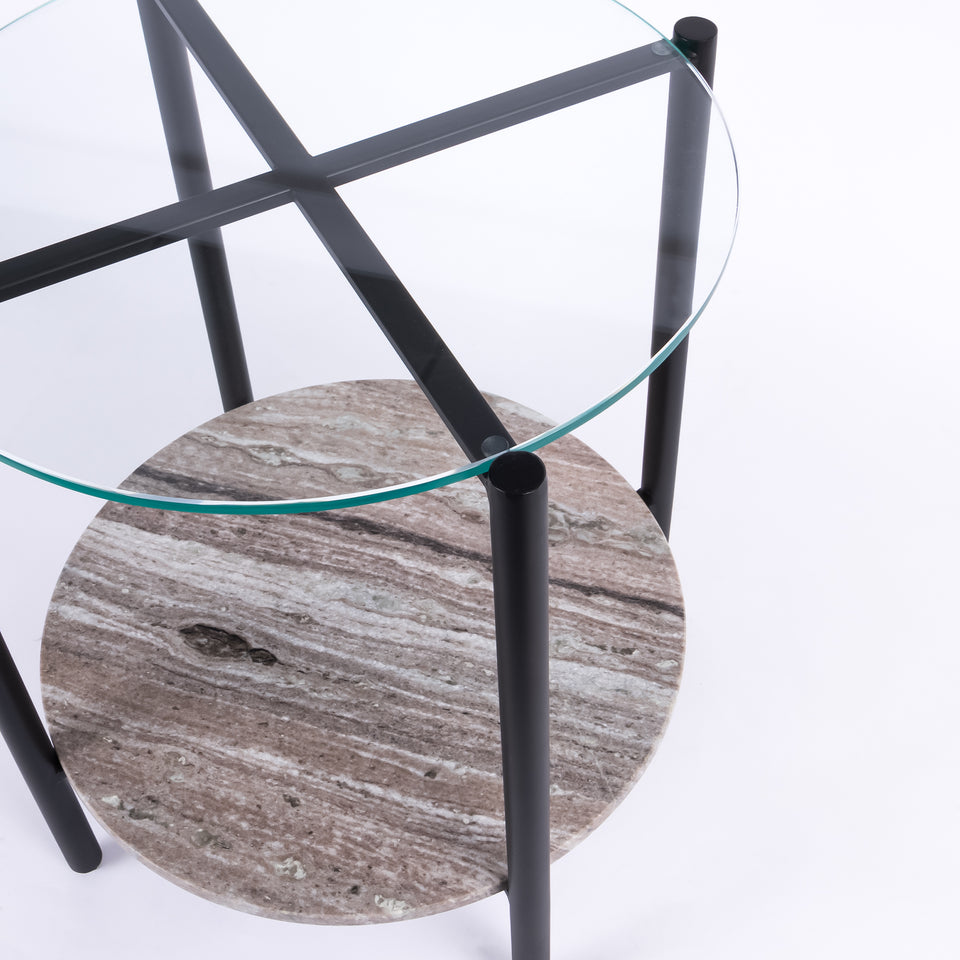 Transitional Black Base Round 2 Tier Table