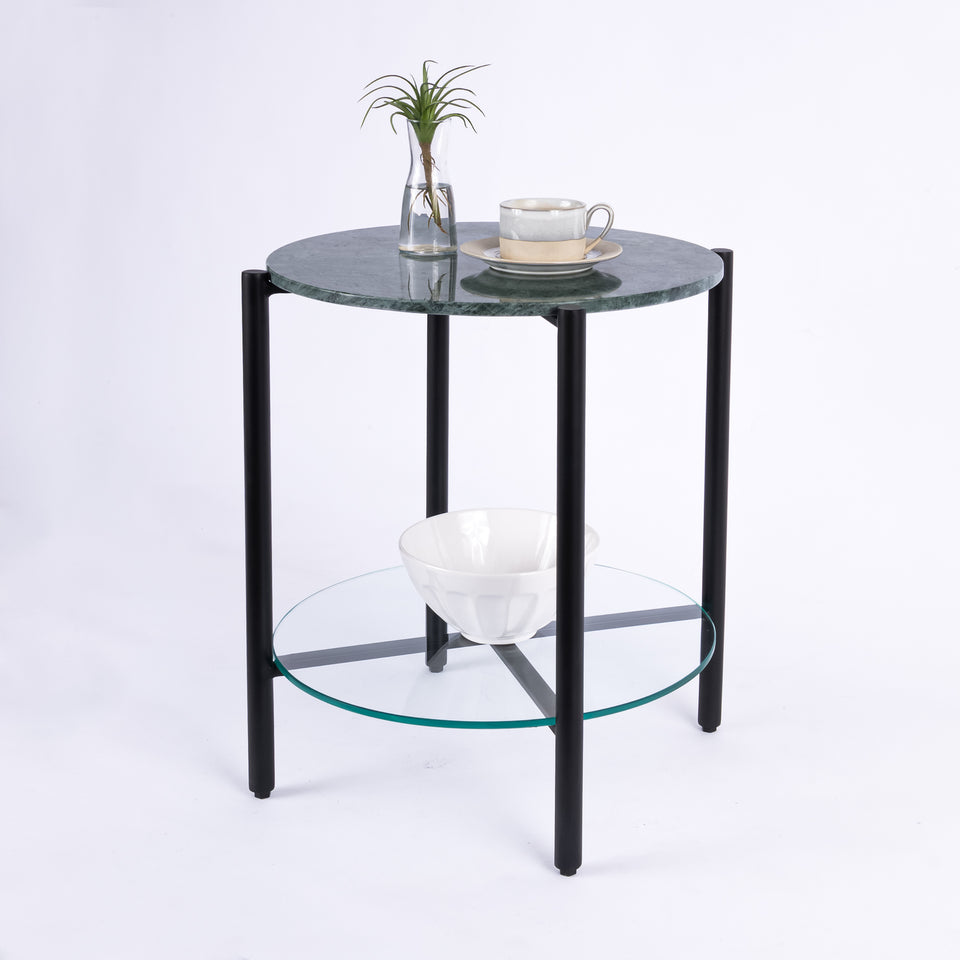 Transitional Black Base Round 2 Tier Table