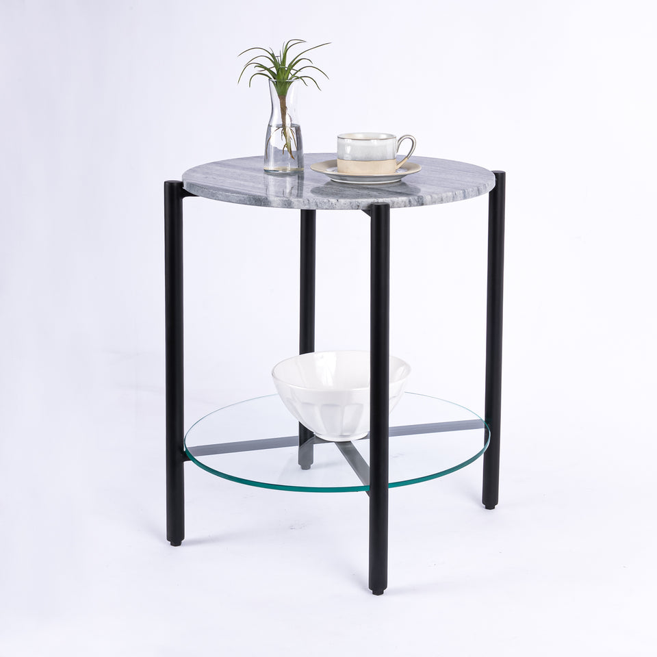 Transitional Black Base Round 2 Tier Table