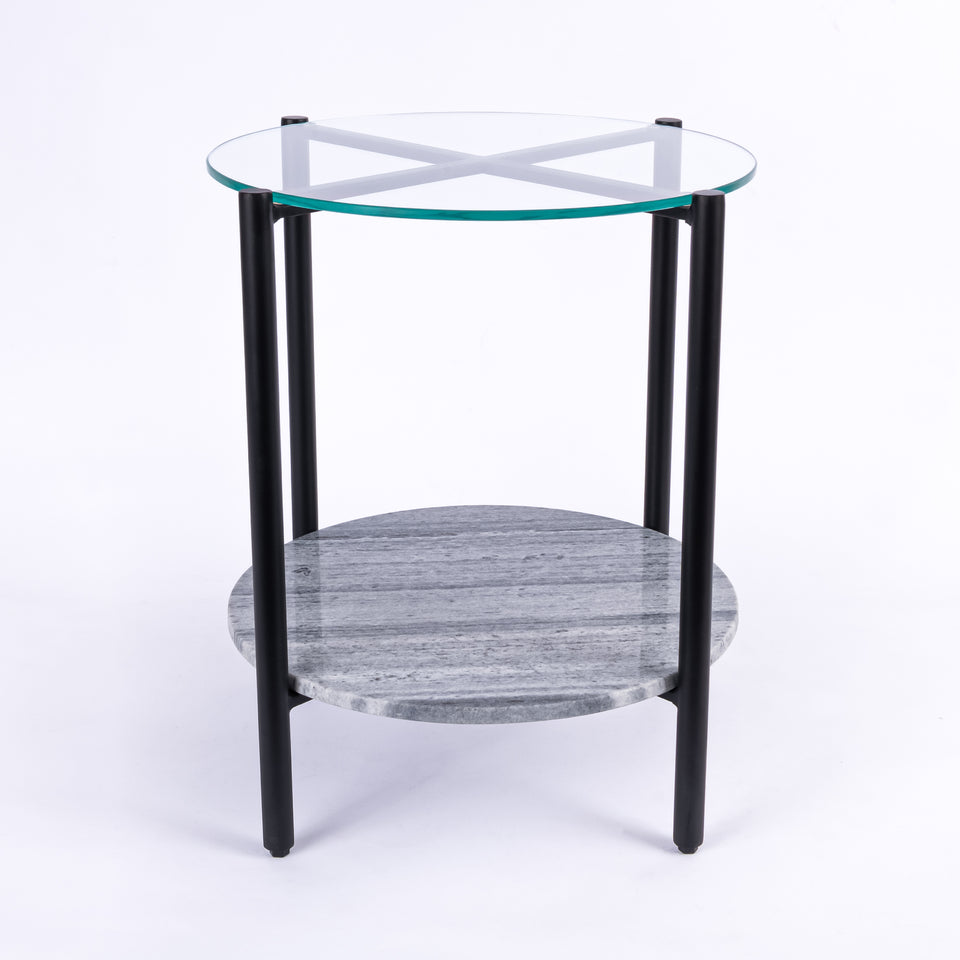 Transitional Black Base Round 2 Tier Table