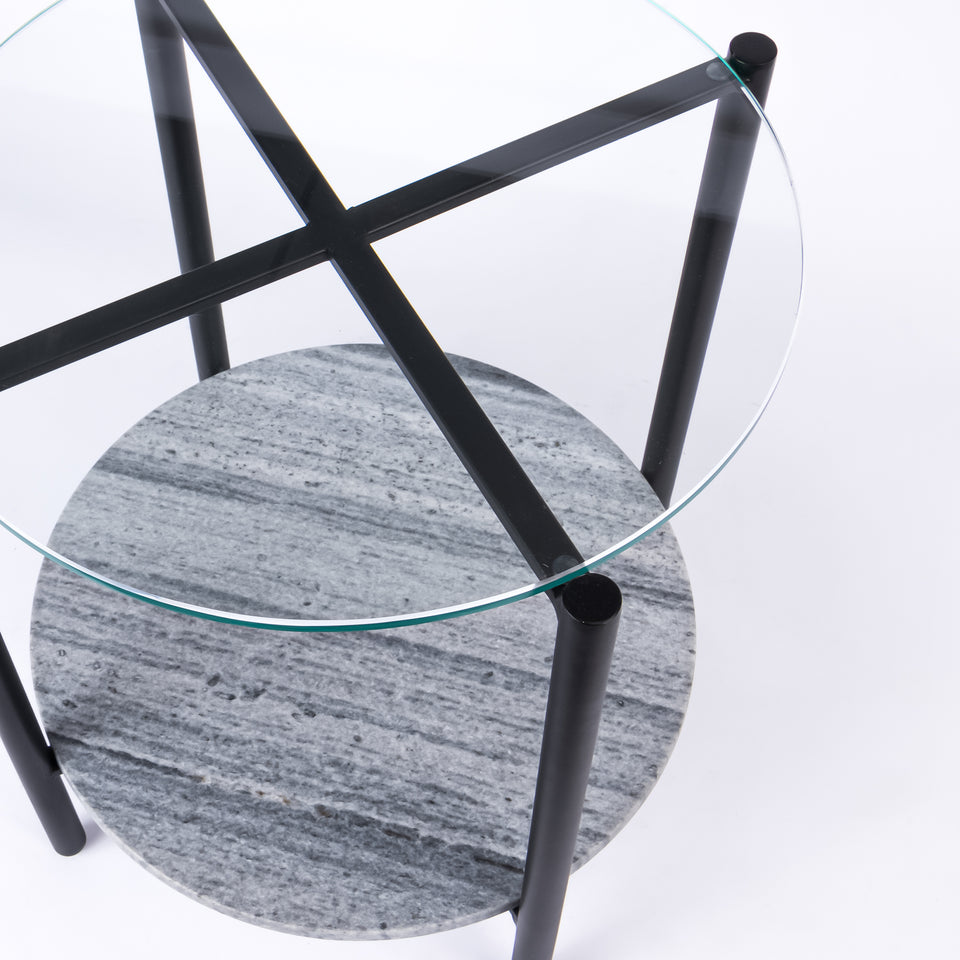 Transitional Black Base Round 2 Tier Table