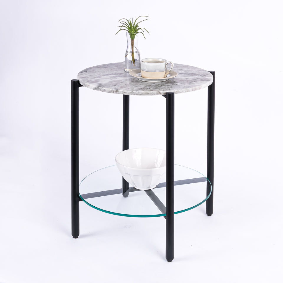 Transitional Black Base Round 2 Tier Table