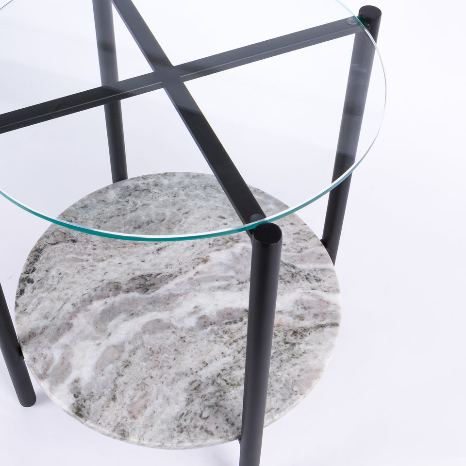Transitional Black Base Round 2 Tier Table