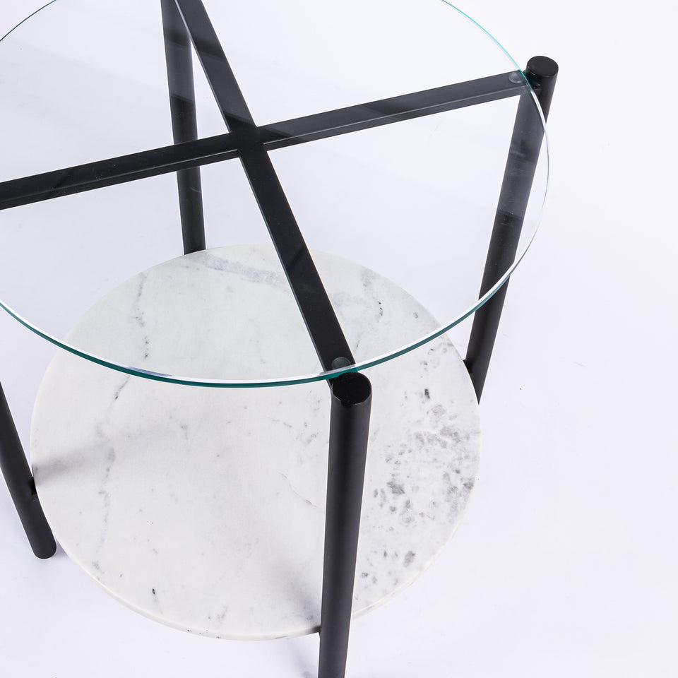 Transitional Black Base Round 2 Tier Table