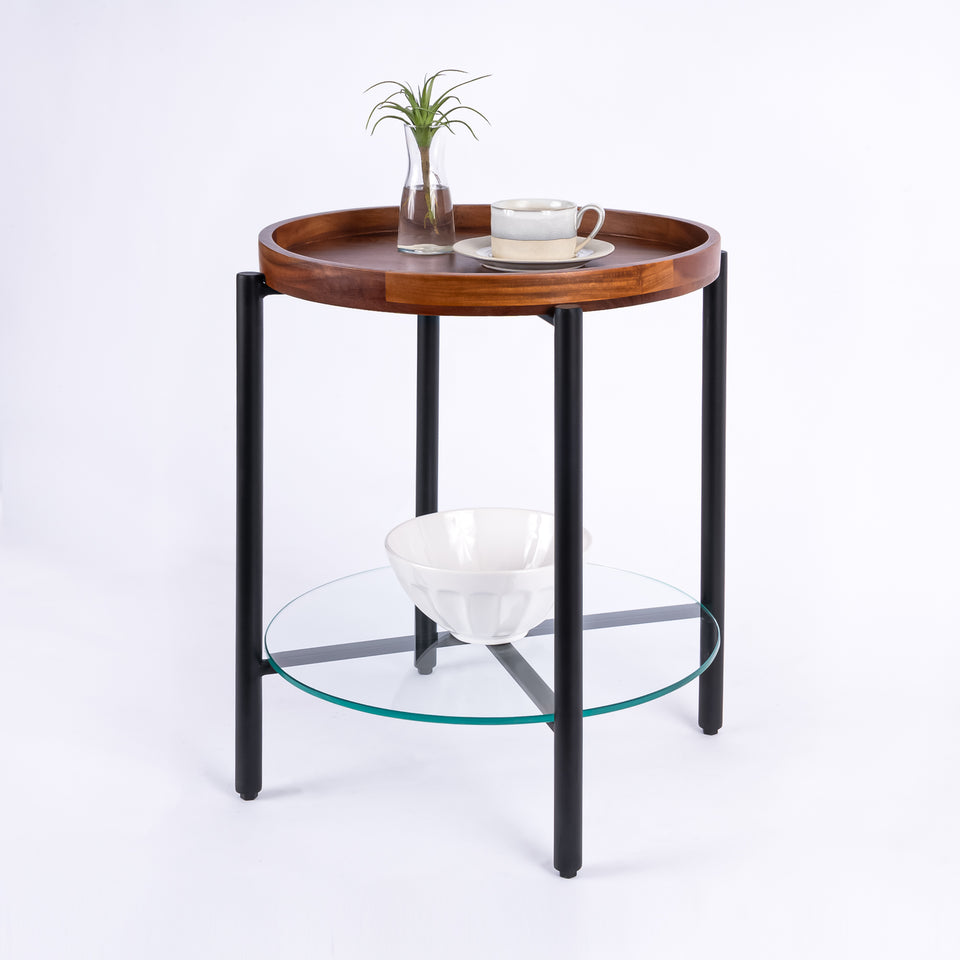 Transitional Black Base Round 2 Tier Table