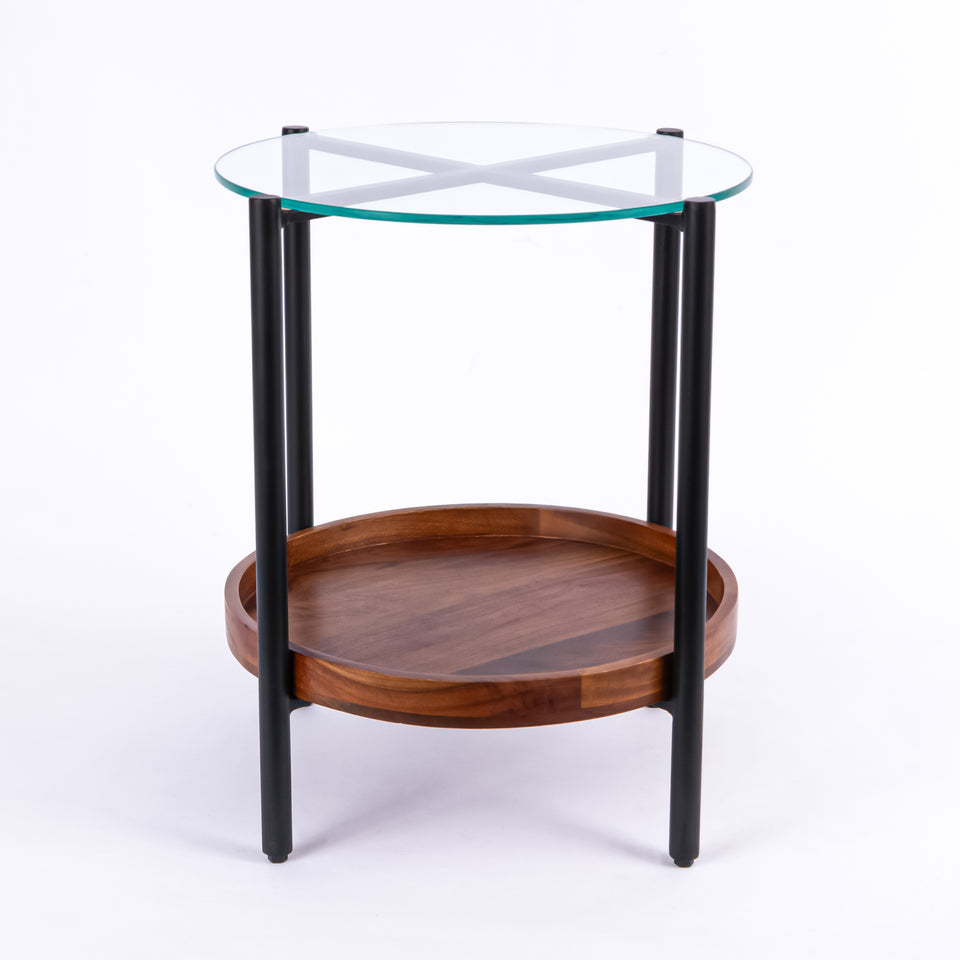 Transitional Black Base Round 2 Tier Table