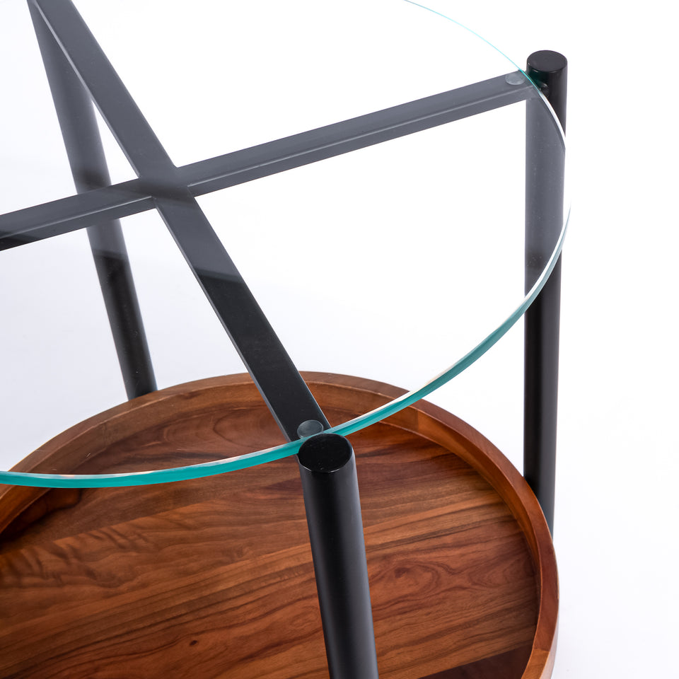 Transitional Black Base Round 2 Tier Table