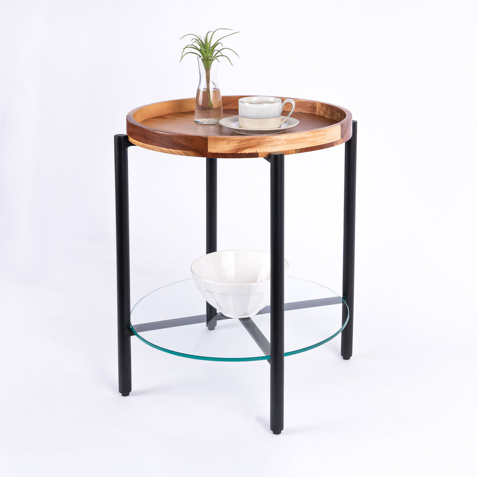Transitional Black Base Round 2 Tier Table