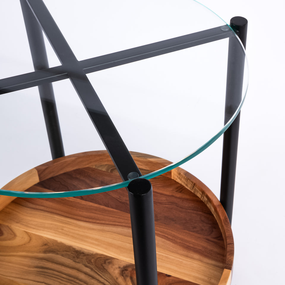 Transitional Black Base Round 2 Tier Table