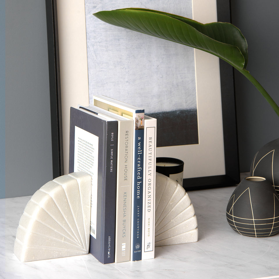 Semicircle Marble Bookends