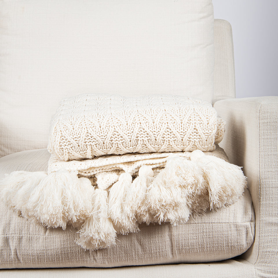 Knitted Tassel Throw