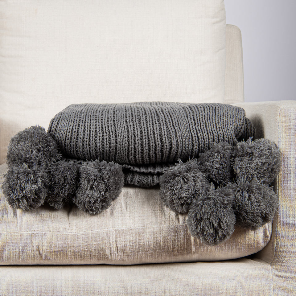 Knitted Pom Throw