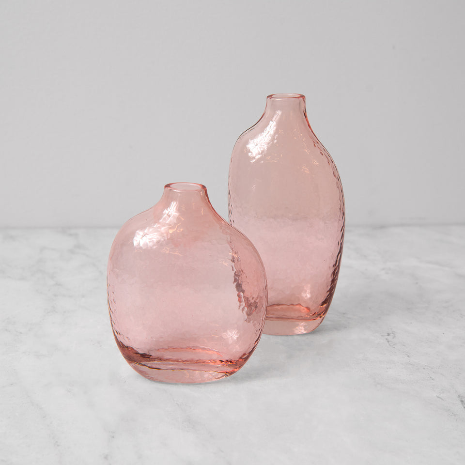 Rose Hammered Glass Vase