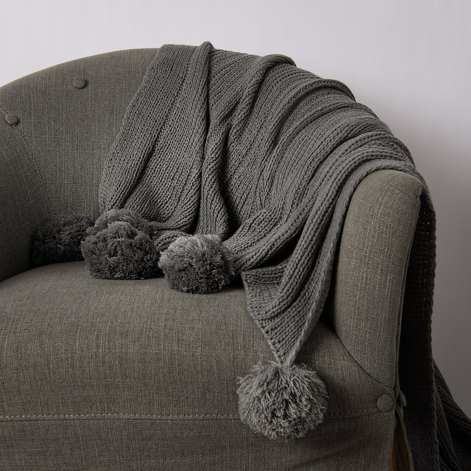 Knitted Pom Throw