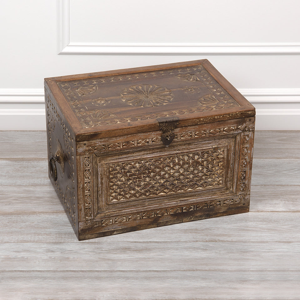 Vintage Carved Wooden Chest