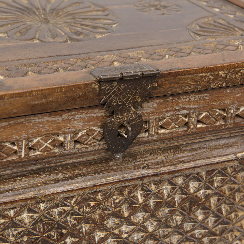 Vintage Carved Wooden Chest