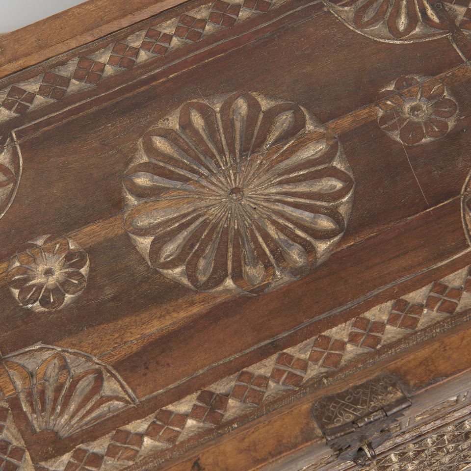 Vintage Carved Wooden Chest