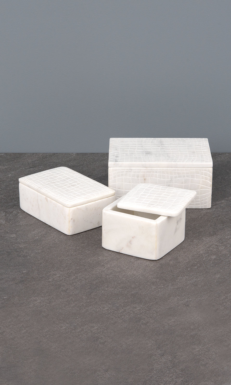 Croc Pattern Marble Box with Lid