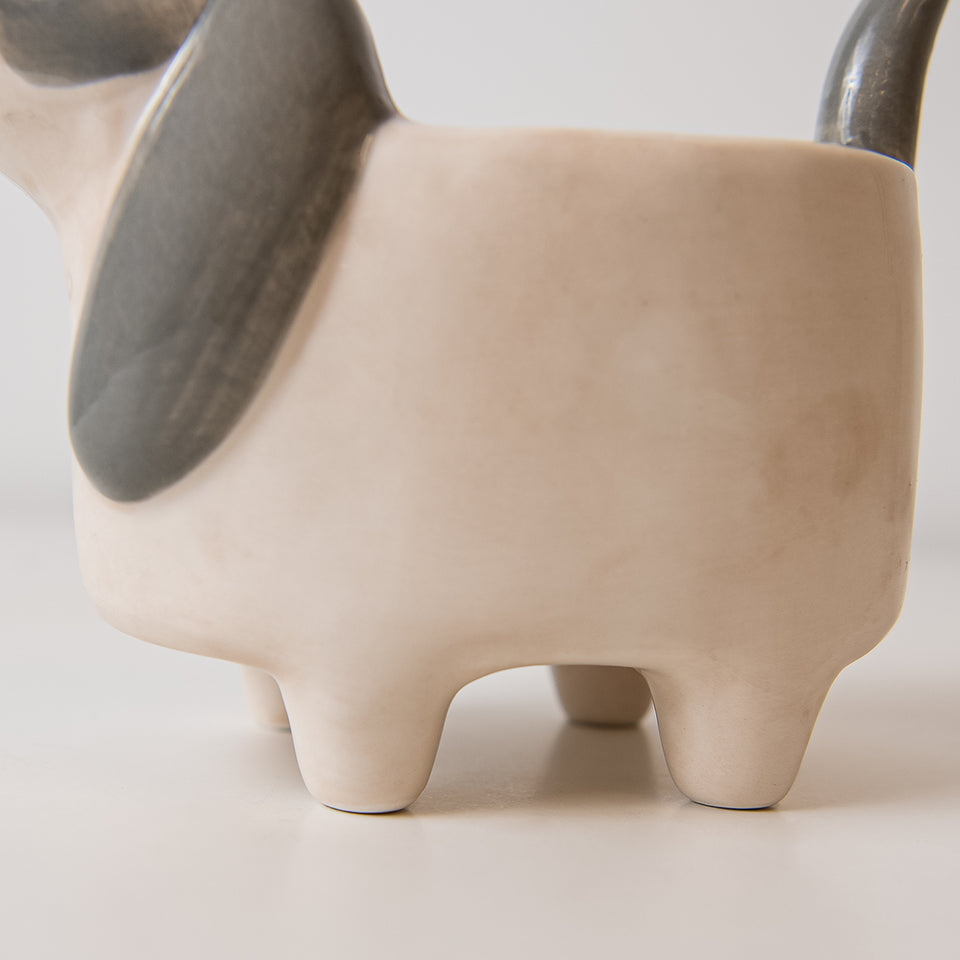Hand-Painted Ceramic Dog Planter