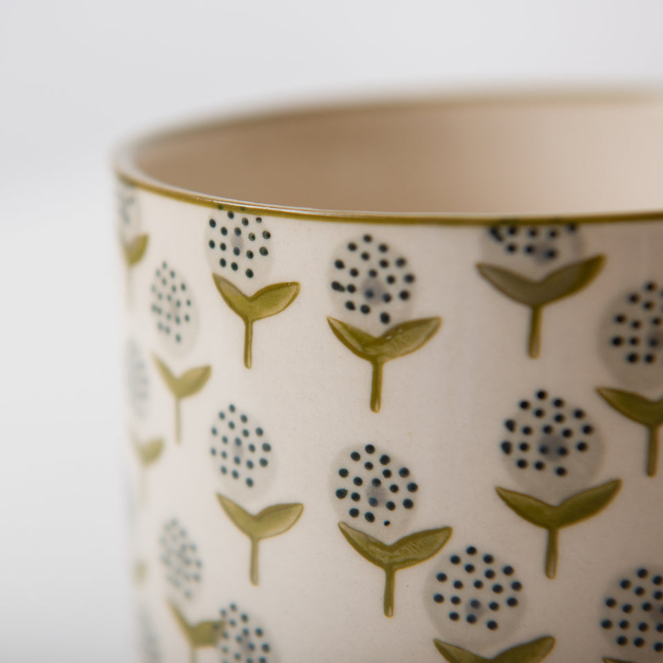Hand-Stamped Mug with Floral Patterns
