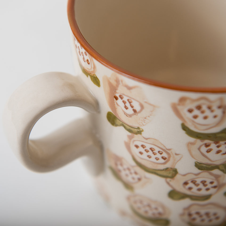 Hand-Stamped Mug with Floral Patterns