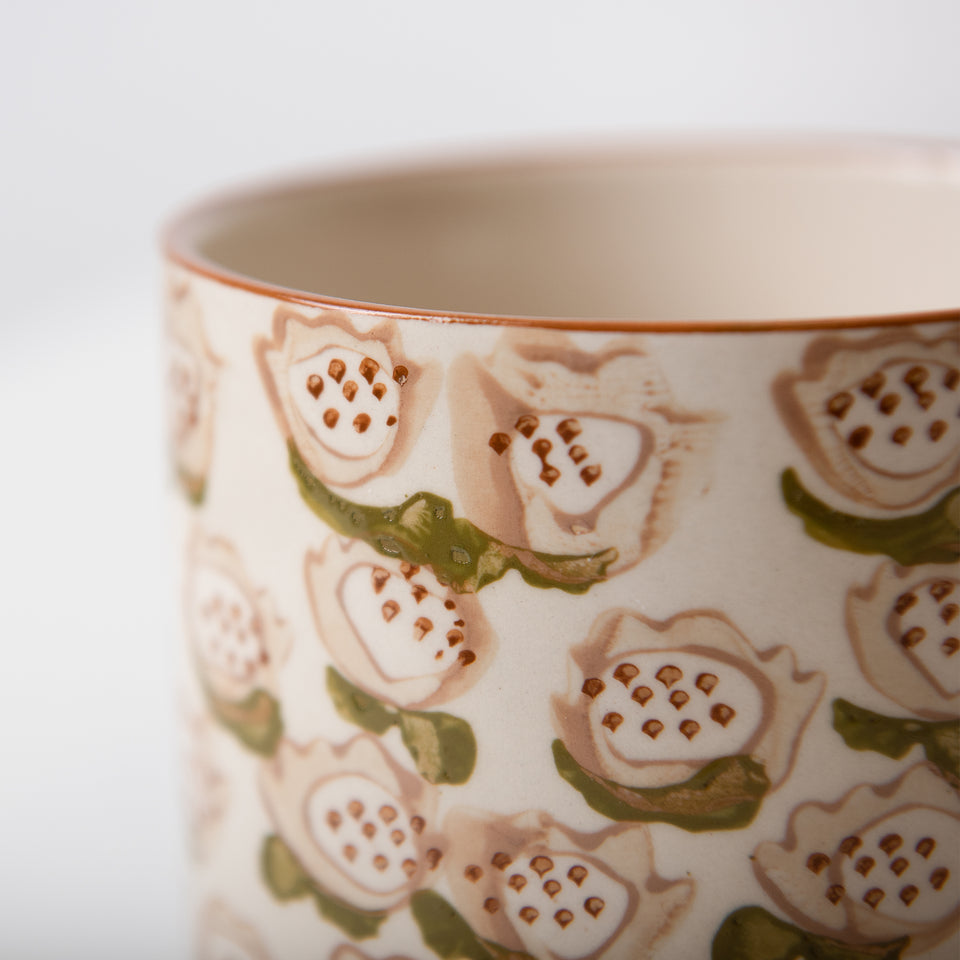 Hand-Stamped Mug with Floral Patterns