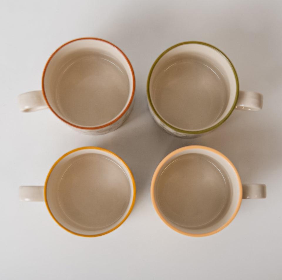 Hand-Stamped Mug with Floral Patterns