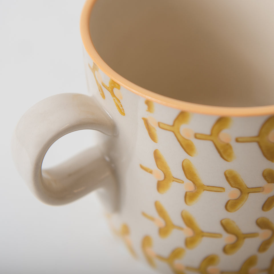 Hand-Stamped Mug with Floral Patterns