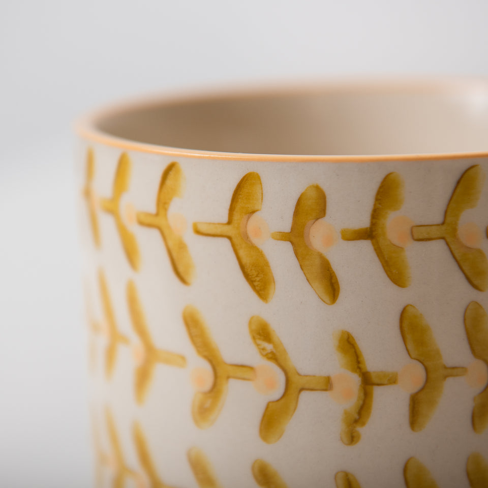 Hand-Stamped Mug with Floral Patterns