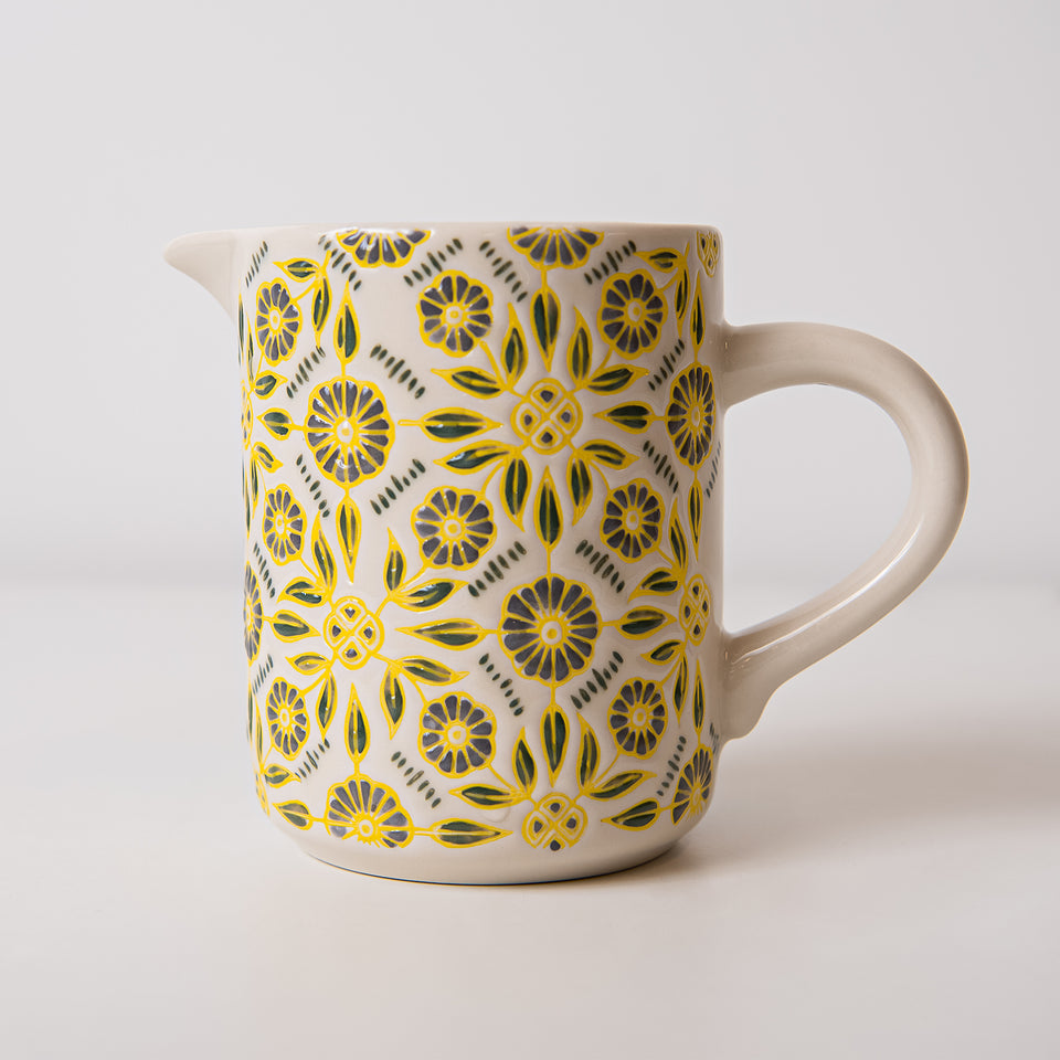 Stoneware Pitcher with Wax Relief Pattern