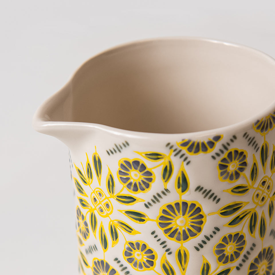 Stoneware Pitcher with Wax Relief Pattern
