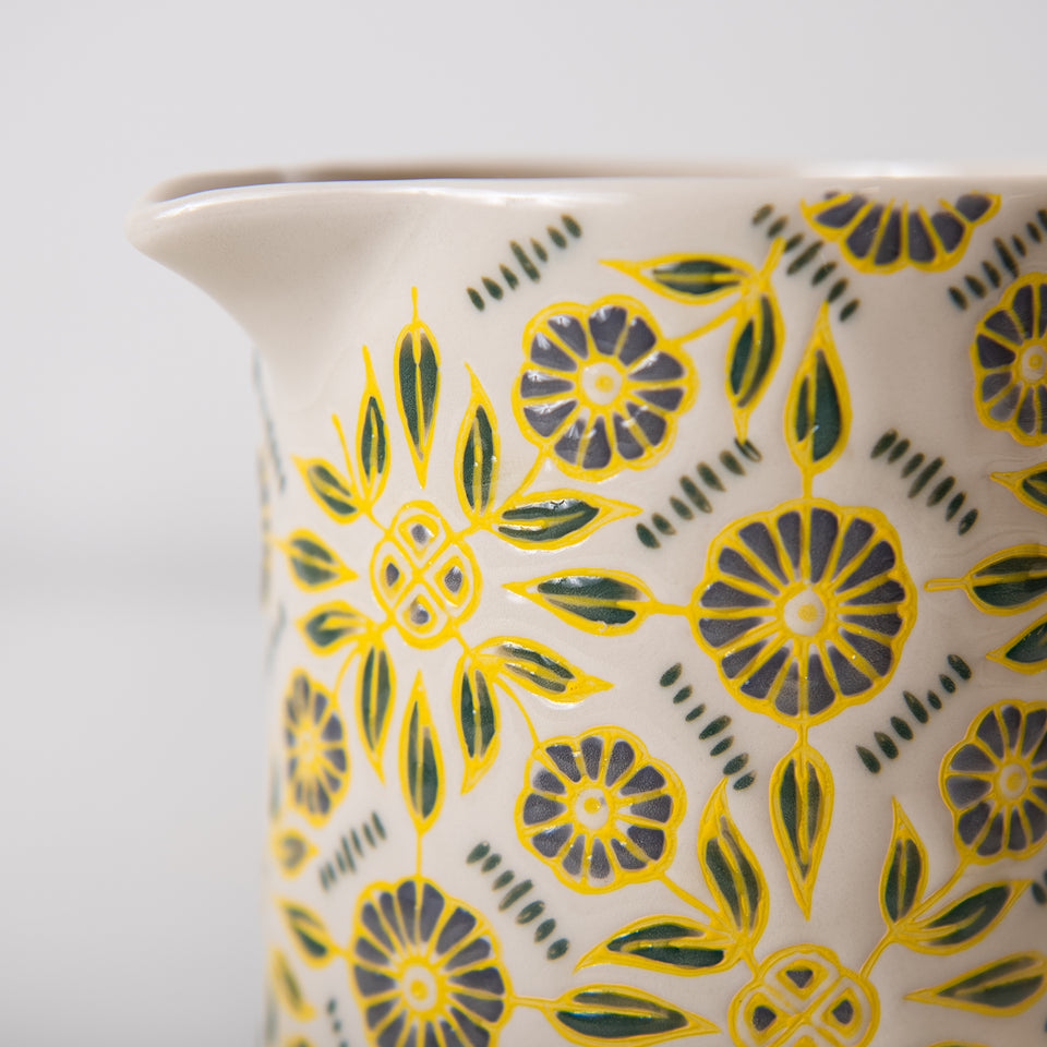 Stoneware Pitcher with Wax Relief Pattern